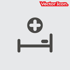 Fototapeta premium Hospital bed icon isolated sign symbol and flat style for app, web and digital design. Vector illustration.