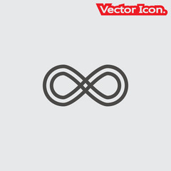 Infinity icon isolated sign symbol and flat style for app, web and digital design. Vector illustration.