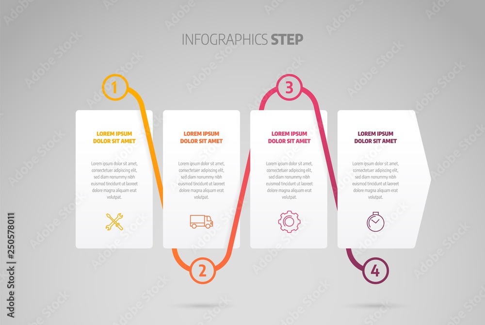 Aufkleber infographic design timeline or process chart. business data element of chart, graph, diagram with 4 