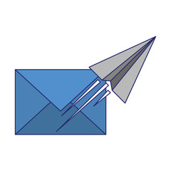 email and paper plane flying symbol blue lines