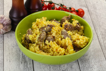 Rice with Chicken hearts