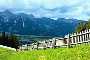 Fototapeta premium Austrian Alps-view on the massif of Dachstein from Planai