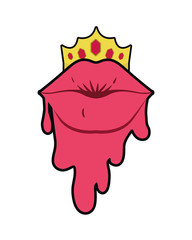 female lips dripping isolated icon