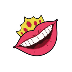 female mouth pop art style isolated icon