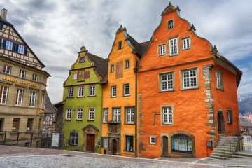 Obraz premium Schwaebisch Hall, Germany - 19 February 2019: The streets of Schwaebisch Hall