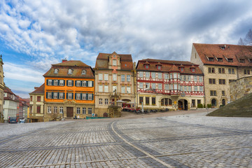 Schwaebisch Hall, Germany - 19 February 2019: The streets of Schwaebisch Hall