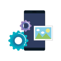 smartphone with gears and picture