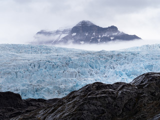 Glacier and mountain in Archipelago of Svalbard, Norway
