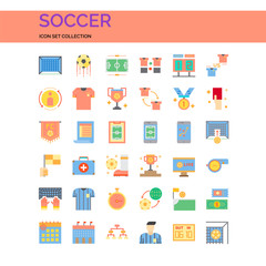 Soccer Icons Set. UI Pixel Perfect Well-crafted Vector Thin Line Icons. The illustrations are a vector.