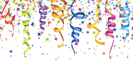 seamless colored confetti and garlands background