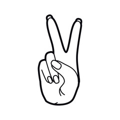 hand with peace sign and love pop art