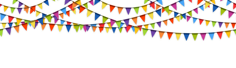 seamless colored garlands party background - obrazy, fototapety, plakaty