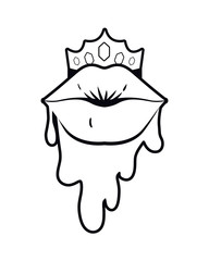 female lips dripping isolated icon