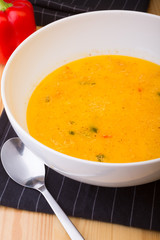 Bowl of yellow cream soup