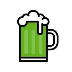 Beer mug vector, Feast of Saint Patrick filled icon editable outline