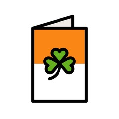 Greeting card vector, Feast of Saint Patrick filled icon editable outline