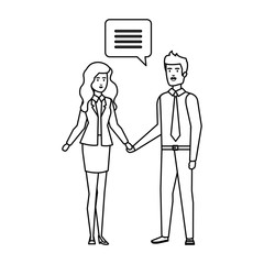 business couple talking characters