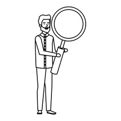 Fototapeta na wymiar elegant businessman lifting magnifying glass