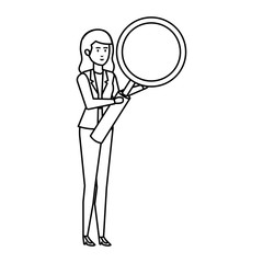 Fototapeta na wymiar elegant businesswoman lifting magnifying glass