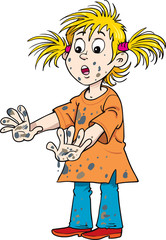 Cute little girl with dirty hands