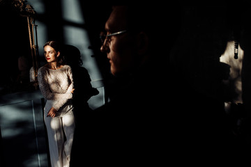 Beautiful couple in classic suits