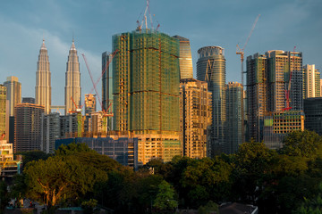 Urban Skyscraper Buildings Construction in Kuala Lumpur