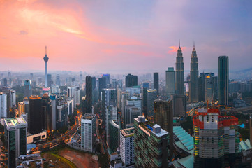 Fototapeta premium City of Kuala Lumpur, Malaysia at sunset