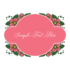 Vector illustration frame white background and pink flower for write your text hand drawn