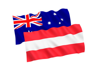 Flags of Australia and Austria on a white background