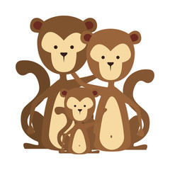Obraz premium funny family monkeys wild characters