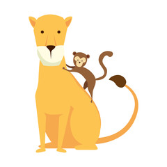 african lioness with monkey