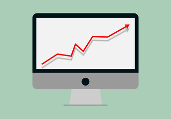 Colored business graph on a computer screen, illustration