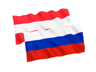 Flags of Russia and Austria on a white background