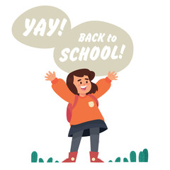 vector illustration back to school with happy girl cute kid - Vector