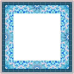 Square card with beautiful ornamental border  in ethnic style.