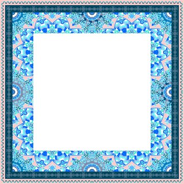 Square card with beautiful ornamental border  in ethnic style.