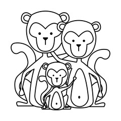 funny family monkeys wild characters