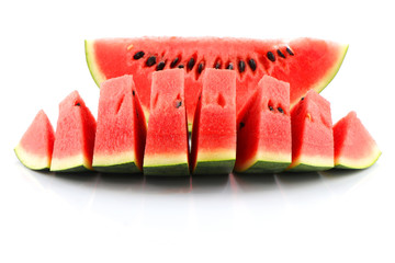 Sliced of watermelon isolated on white background