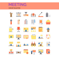 Meeting Icons Set. UI Pixel Perfect Well-crafted Vector Thin Line Icons. The illustrations are a vector.