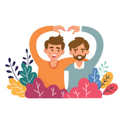 vector illustration of gay couple with casual clothes - Vector