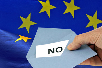 Someone voting against the European Union