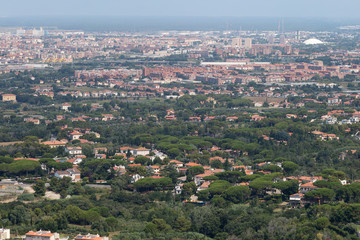 Fototapeta na wymiar Aerial View of the city of Livorno in Tuscany, Italy