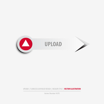 Isolated upload button on clean gray background, eps10 vector illustration