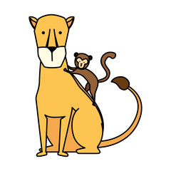 african lioness with monkey