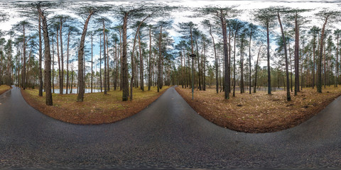 full spherical hdri panorama 360 degrees angle view on asphalt pedestrian footpath and bicycle lane...