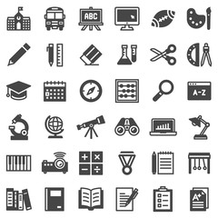 EDUCATION ICON SET 36 - A set of school and educational icons. Contains icons for the services involved in the training. 