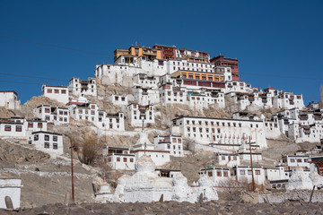 Fototapeta premium Thiksey Monastery, Thikse Gompa - Leh Ladakh , Thiksey Monastery Leh Ladakh - Popular Place to See in Leh-Ladakh India.