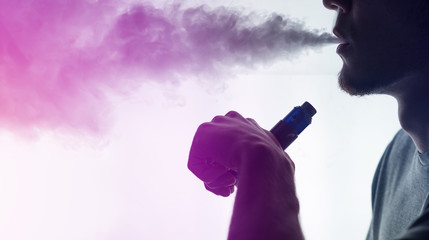 Male vapor. Toned with copyspace