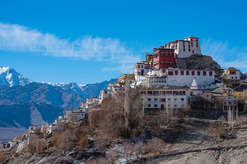 Fototapeta na wymiar Thiksey Monastery, Thikse Gompa - Leh Ladakh , Thiksey Monastery Leh Ladakh - Popular Place to See in Leh-Ladakh India.
