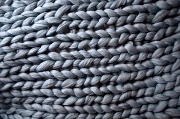 Close-up of knitted blanket, merino wool background